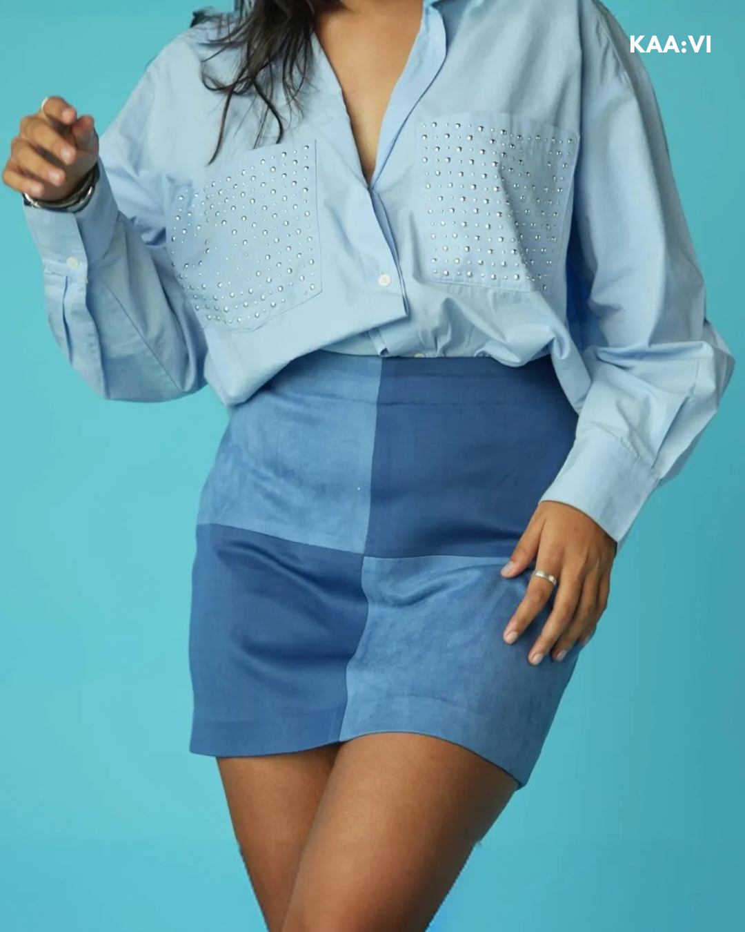 Ocean Block Skirt(Blue)