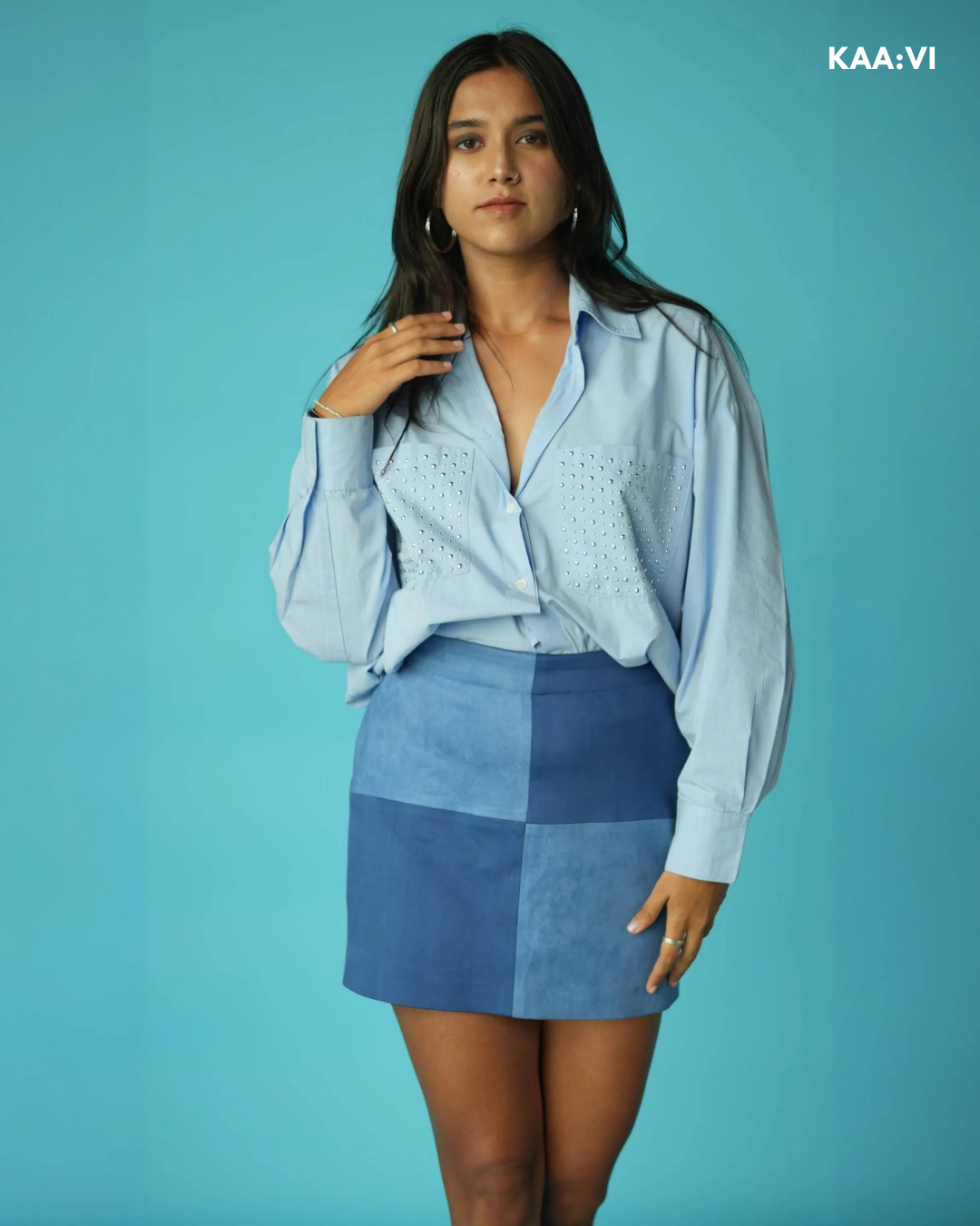 Ocean Block Skirt(Blue)